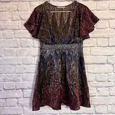 Guess by Marciano Womens Multicolor Satin Mini Dress Flutter Sleeves Size Small