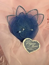 Vtg 1950s Headpiece Blue Fascinator Vogue Bridals Miss Lillian W Tag Pearl Trim