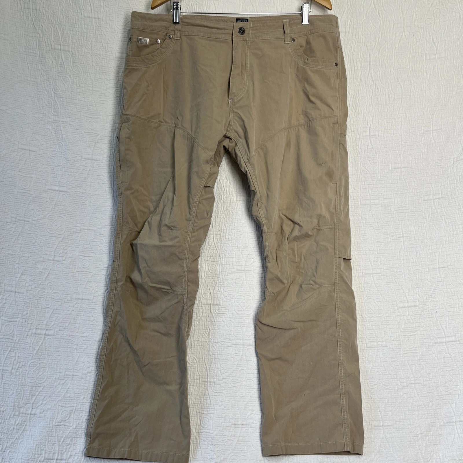 Kuhl Konfidant Pants Mens Size 40x32 Khaki Tan Lightweight Hiking Outdoor Casual