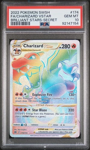 2022 POKEMON BRILLIANT STARS CHARIZARD VSTAR #174 BRILLIANT STARS PSA 10