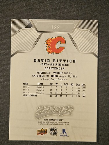 19-20 MVP David Rittich Silver Script 💥💥💥 Calgary Flames - Picture 2 of 2