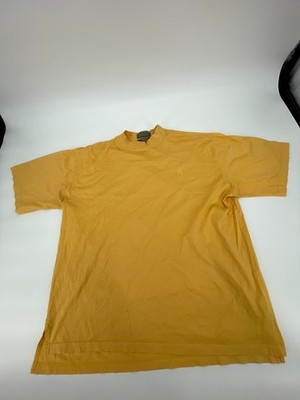 Descente Shirt Mens Mustard Yellow Embroidered Logo Cotton High Low Hem Casual