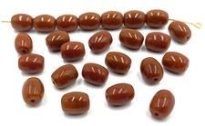 36 VINTAGE CZECHOSLOVAKIAN GLASS SIENNA BROWN SMOOTH 8mm. OVAL BEADS W241