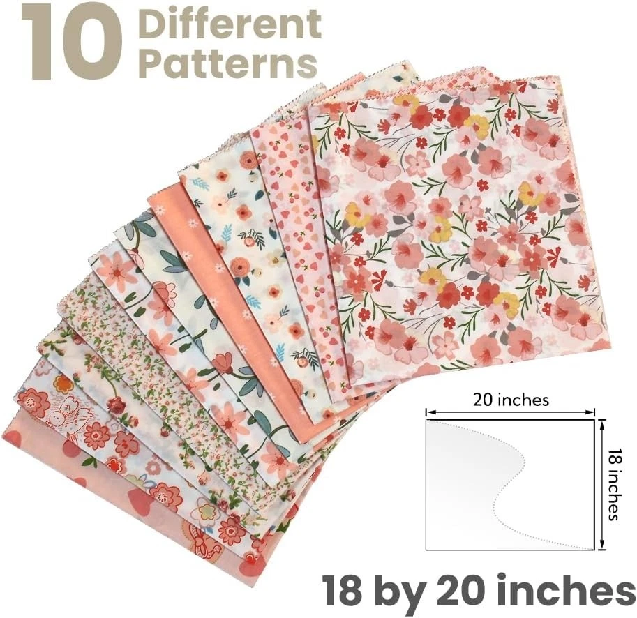 Комплекты ткани четверть квадратного ярда 10 шт. 100% хлопок 18 дюймов x 20 дюймов 45 см x 50 см предварительно нарезанные... - Изображение 2 из 4