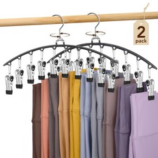 2 Pack Legging Organizer Hanger 360 Swivel 10 Clips Holds 20 Pants Black