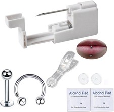 Body Piercing Kit for Nipple,Tongue,Eyebrow,Lip,Belly Button,316L Surgical...
