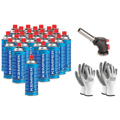 Blasrohr Brenner Fackel Lötmaschine Gas + 27 Kartuschen 227 KEMPER + 2