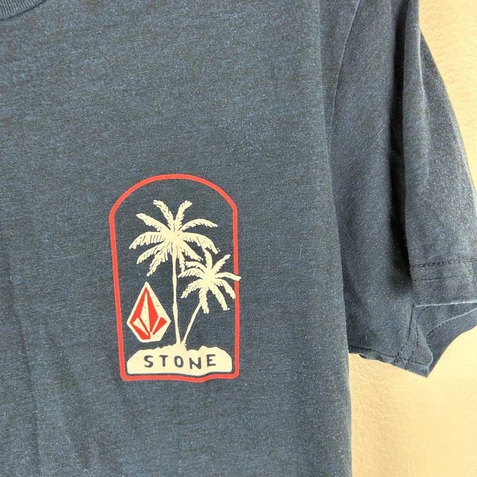 Volcom Mens T-Shirt Size Small Blue Palm Trees - Image 4 of 4