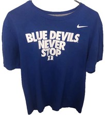 Nike Duke Blue Devils Mens Large Blue Never Stop Graphic T Shirt NCAA
