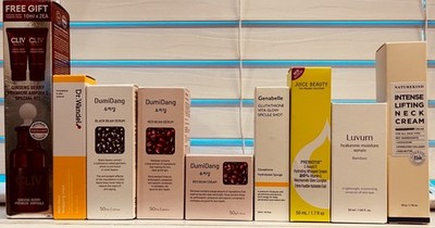 K-Beauty Skincare Lot 11pc Glutathione Vitamin C Hyaluronic Anti Aging Serum NEW