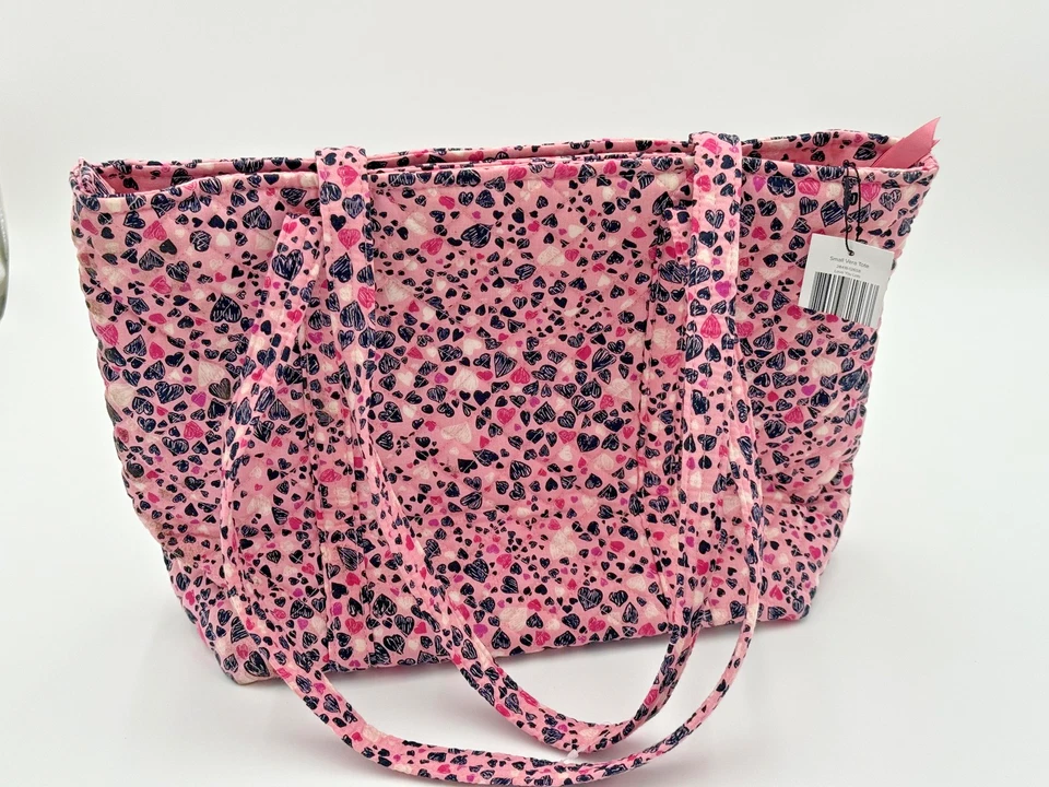 VERA BRADLEY SMALL VERA TOTE LOVE YOU LOTS PINK HEARTS COIN HANDBAG PURSE NEW - Image 2 of 4