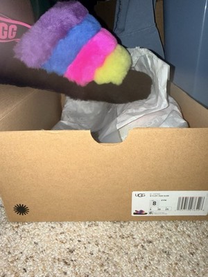 UGG Fluff Yeah Slide Women's Size 8 1097169 Black/Rainbow New