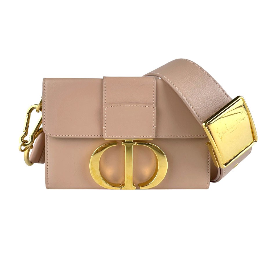 Auth Christian Dior 30 Montaigne Shoulder Bag Pink Beige/Gold Leather - z9782