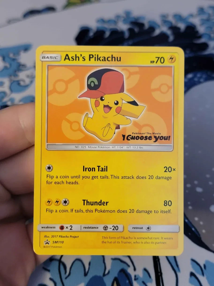 Ash's Pikachu - SM110 - SM Black Star Promo Pokemon NM-