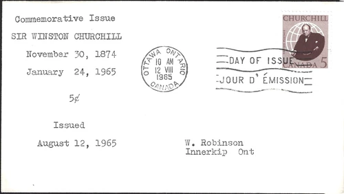 🍁Canada   #440   "CHURCHILL"    Fine Used 1965  First Day Cover
