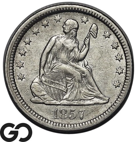 1857 Seated Liberty Quarter Choice AU