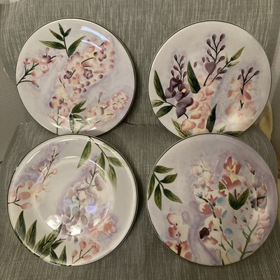 Papyrus Set Of Four Floral Salad Dessert Plates *READ*