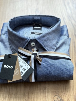 Neues BOSS Herren Leinen Hemd. Gr. 42 L. NP 129,95