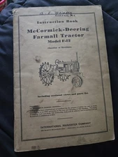 Operator Parts Manual Set for Mccormick Deering Farmall F-12 Tractor Instruction