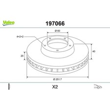 Valeo 197066 Bremsscheibe für OPEL AGILA B H08