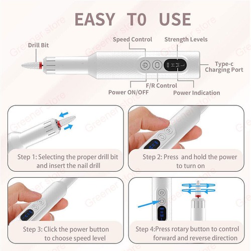 18000RPM Rechargeable Electric Nail Drill Machine polish Manicure Pedicure Set - Picture 2 of 15
