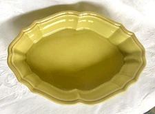 Green Scalloped Oval Baker Grestel Stoneware Dishwasher Safe Made in Portugal