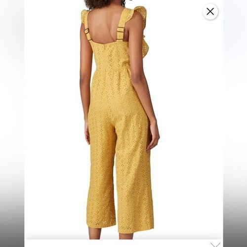 MINKPINK Mustard Yellow Ruffle My Friend Jumpsuit size small retro girly - Picture 3 of 11