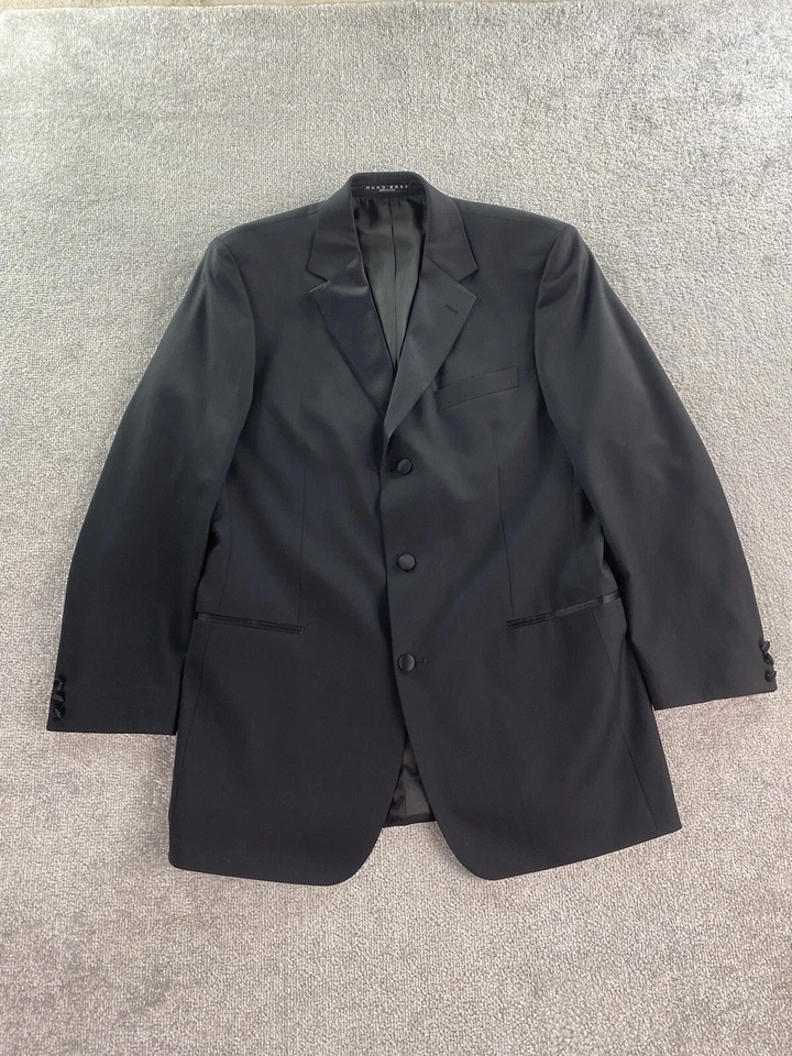 Hugo Boss Esmoquin 42 L Negro Lana Diseñador Lujo Premium Chaqueta Pantalones Conjunto 36x32 Foto 2 de 4