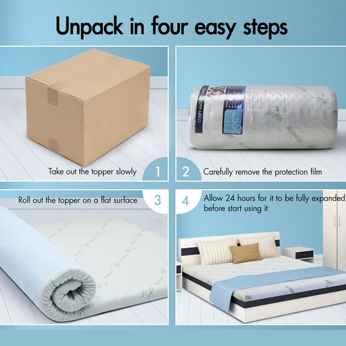 Memory Foam Mattress Topper 7-Zone 8cm Cool Gel Bamboo Fabric Queen New - Picture 11 of 16