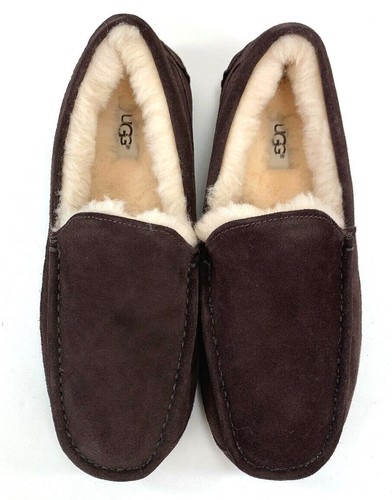 Ugg Men's Ascot Espresso Slippers Water-Resistant Suede Natural Wool Lining - Picture 5 of 7