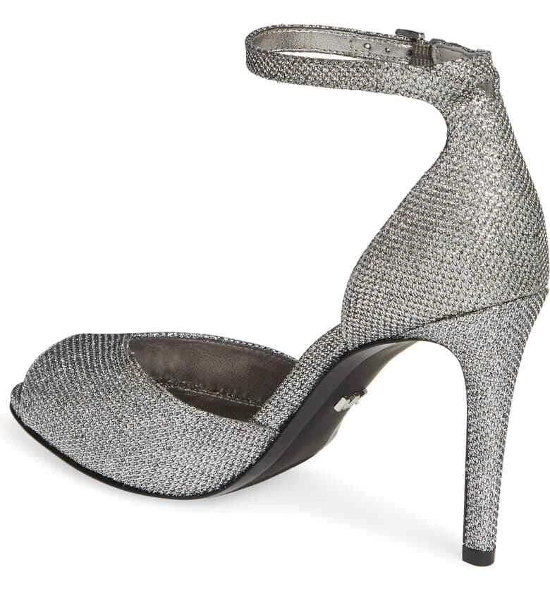 SANDALI MICHAEL KORS CAMBRIA GLITTER ARGENTO CINTURINO CAVIGLIA METALLICO 7M