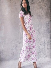 LoveShackFancy Madara Silk Maxi Dress Trellis Cream Sz XL AUTHENTIC NWT