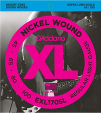 D'Addario Nickel Wound, Light, Super Long Scale, 45-100 Bass Guitar Strings EXL1
