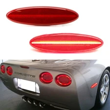 Red Lens Full LED Strip Rear Side Marker Light Kit For 99-04 Chevy C5 Corvette