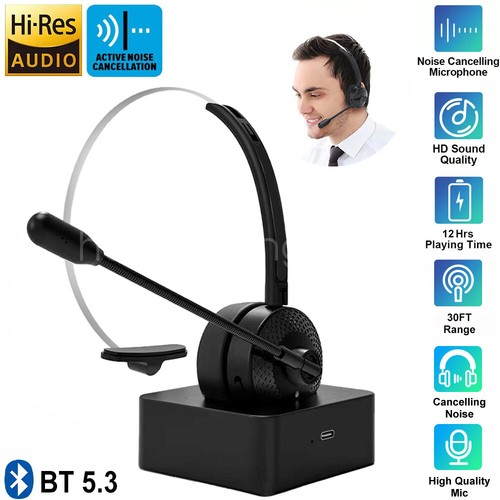 Bluetooth Headset Headphones with Microphone MIC for Call PC Computer Laptop US