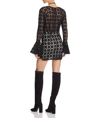 NWT Free People Back to Black Lace Mini Dress Retail $168 | eBay