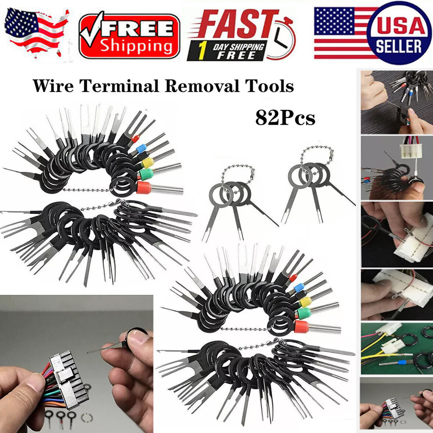 82Pc Pin Release Ejector Wire Kit Extractor Car Auto Terminal Removal Connector