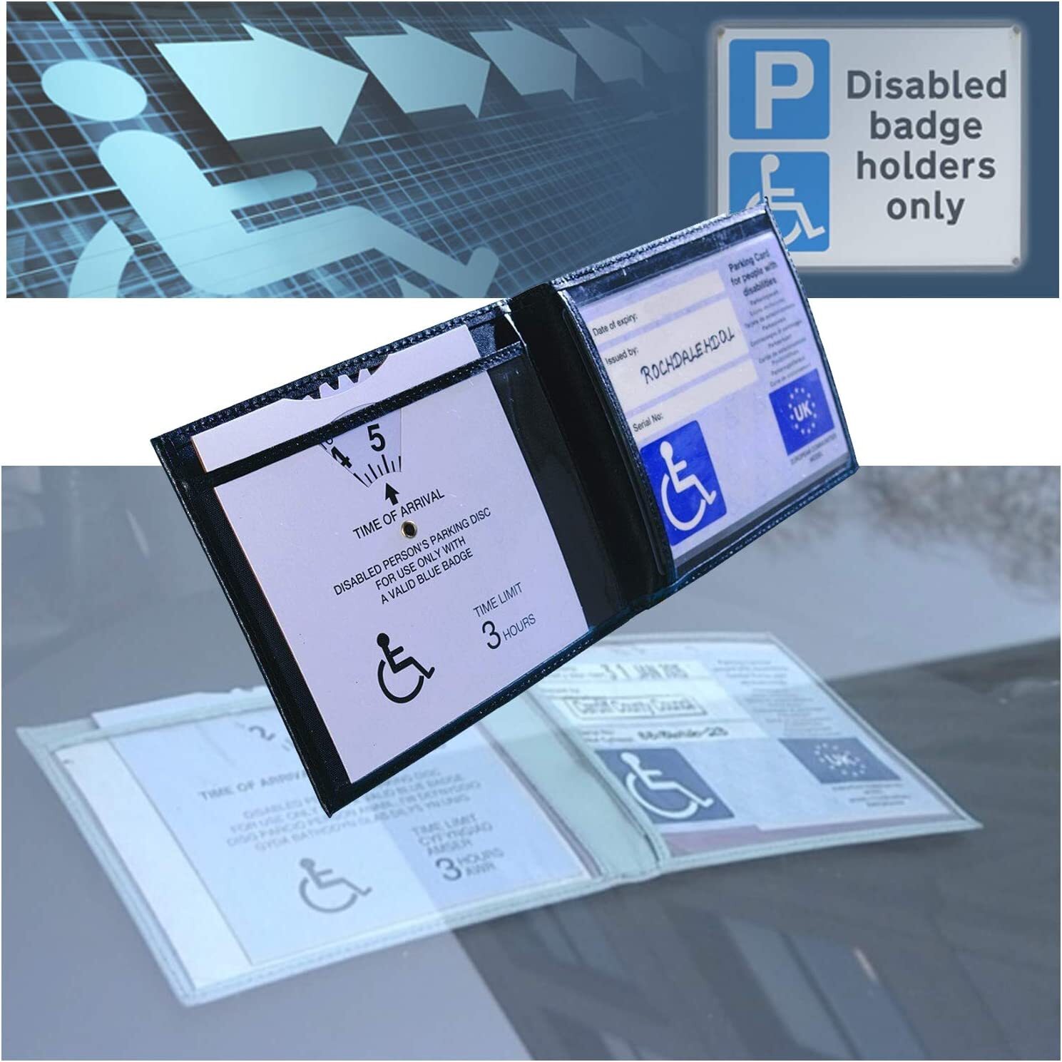Disabled Blue Badge Holder Hologram Safe Parking Permit Display Cover