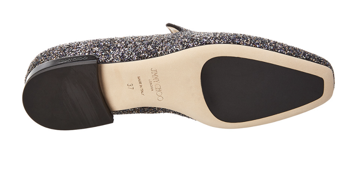JIMMY CHOO ヒョウ柄ローファー 37 24 Jimmy Choo JAIDA Flat Twilight Shoes 37 EU 7B US Glitzy Glitter