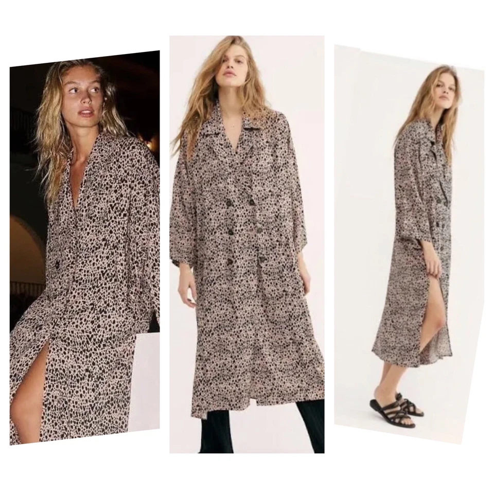 Vestido Free People Daria Maxi Plumero Estampado Leopardo OB1140624 Talla S
