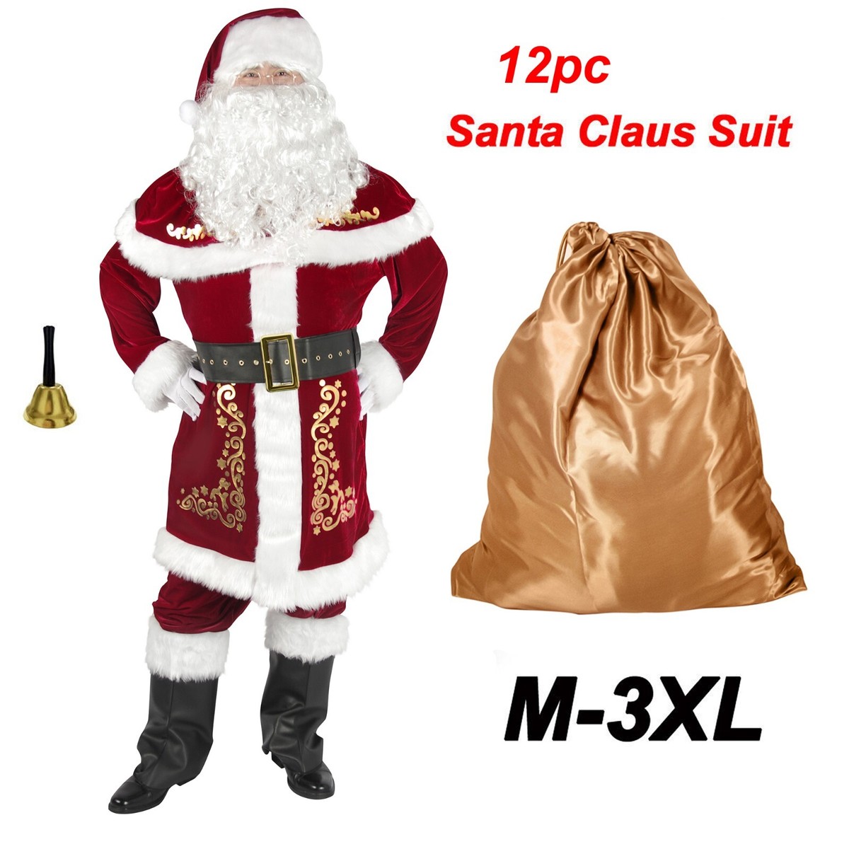 Santa Claus Suit Christmas Adult Costumes Fancy Dress Deluxe