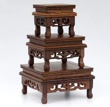 Square Legged Wenge Wood Fishbowl Stand Bonsai Teapot Stone Vase Flower Rack