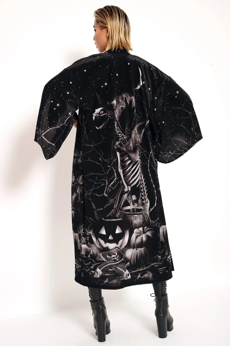 Blackmilk Magic Death Cat Velvet Swan Kimono OSFA NEW NWT | eBay