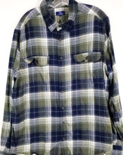 George-Mens Long Sleeve Button Down Flannel Shirt-XLT Extra Large Tall-Plaid
