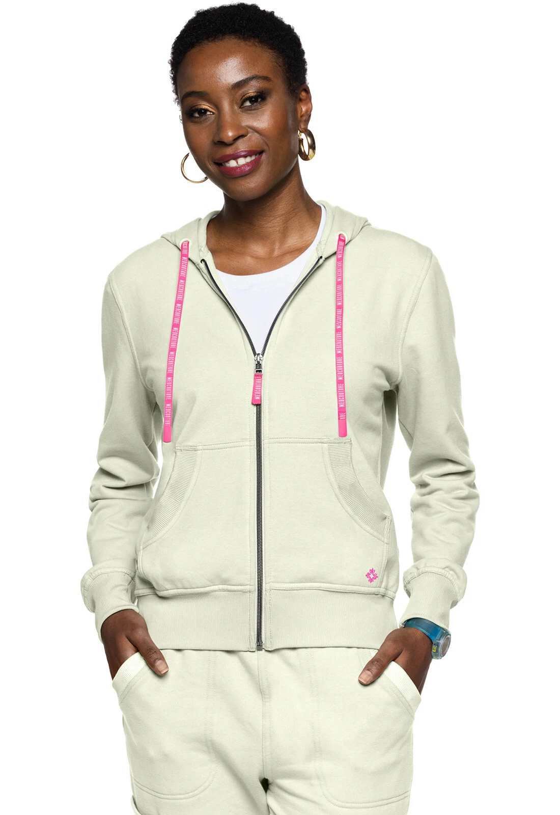 Cream Couture AMP LifeStyle Fleece Zip Front Hoodie Scrub Jacket MC316 SCRM