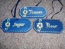 Longaberger,Tie-Ons, Flour, Sugar & Tissues, was sold at the homestead, NEW!!!