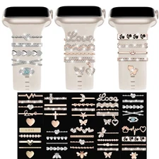 5 Bling Watch Charms For Apple Watch Silicone Band Metal Decorative Rhinestone