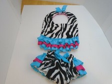 Mud Pie Baby Girls 0-6 Months Zebra Ruffled Diaper Cover Bloomer  Bib Set