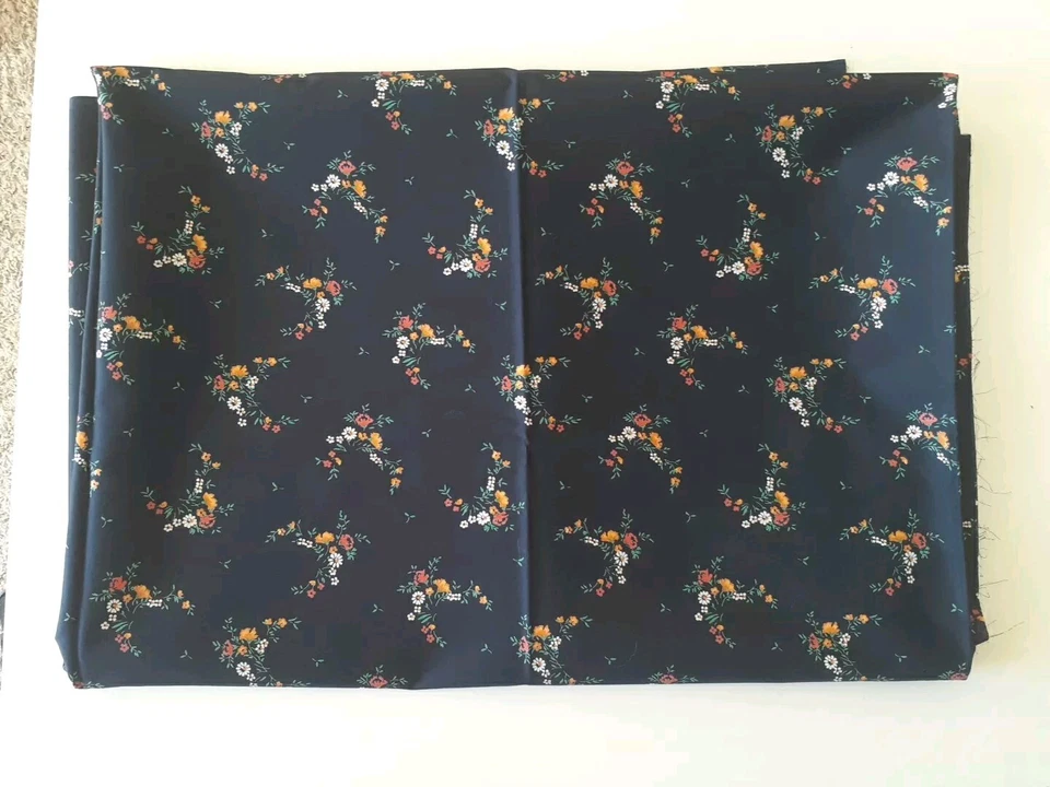 🌺Liberty 2 ярда 53 дюйма винтажная хлопчатобумажная ткань черный цветочный узор - Изображение 3 из 4