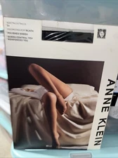Anne Klein Pantyhose Polished Sheer Black Queen 2X Control Top Reinforced Toe